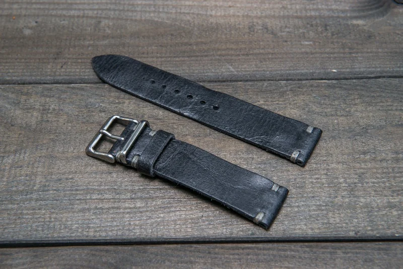 Suede vintage leather watch strap (Crazy cow), handmade in Finland