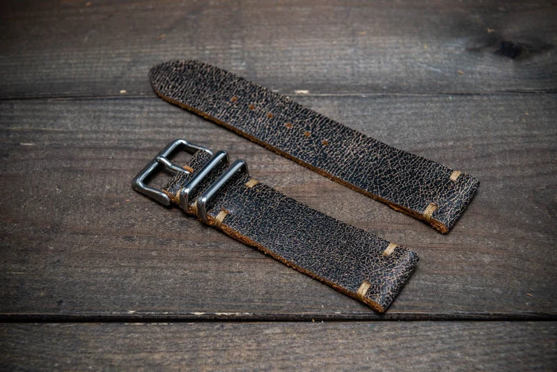 Vintage cracked leather watch strap , Roadgrey 15 mm-26 mm