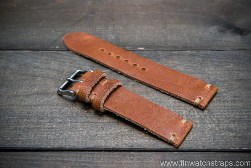 Horween Dublin Natural leather watch strap, handmade in Finland