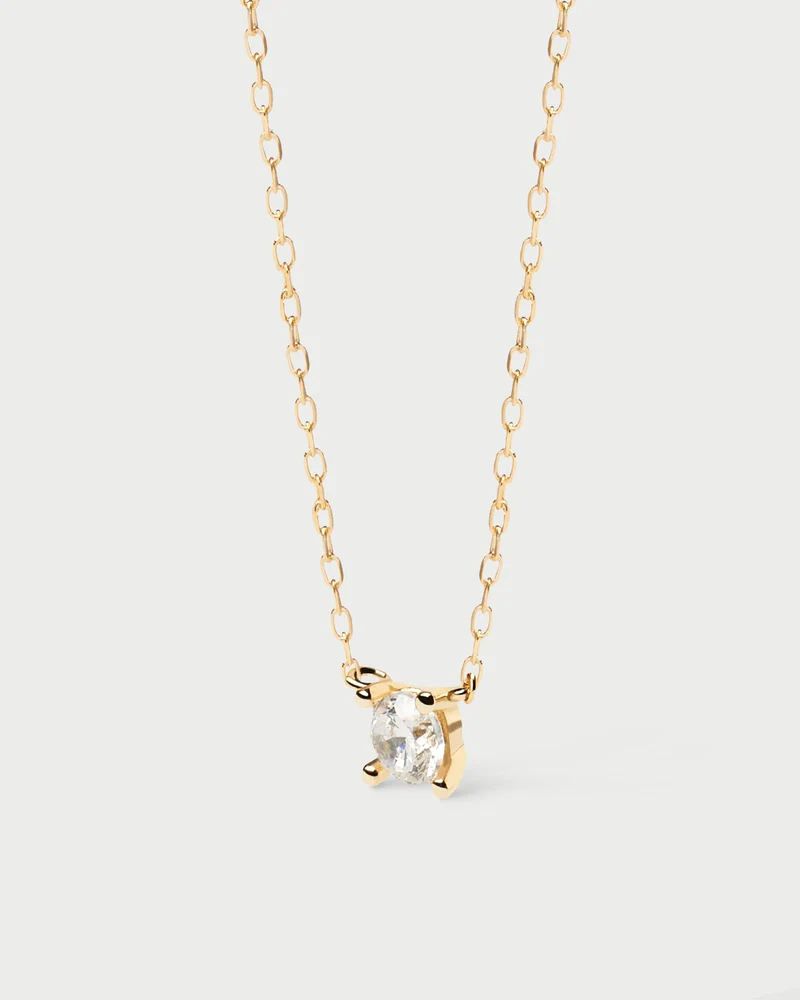 Diamonds and Gold Solitaire Mini Necklace