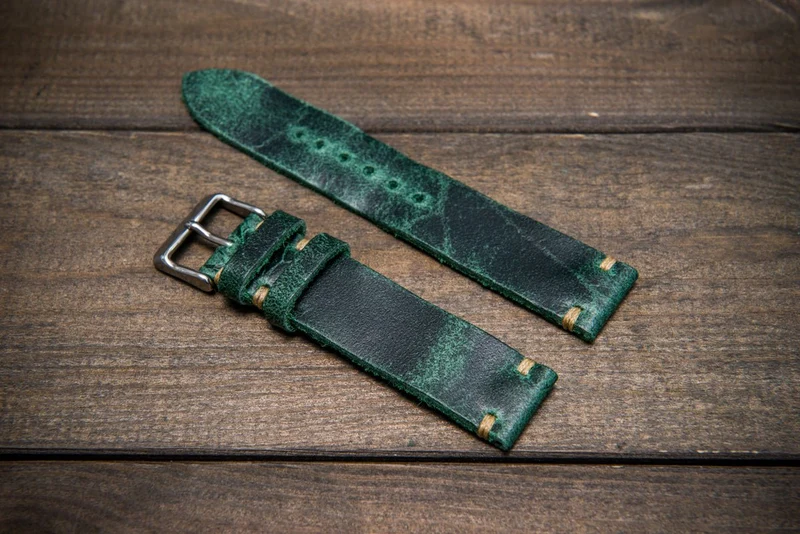 Suede vintage leather watch strap (Crazy cow), handmade in Finland