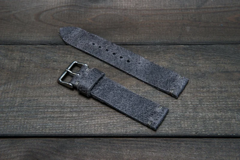 Suede vintage leather watch strap (Crazy cow), handmade in Finland