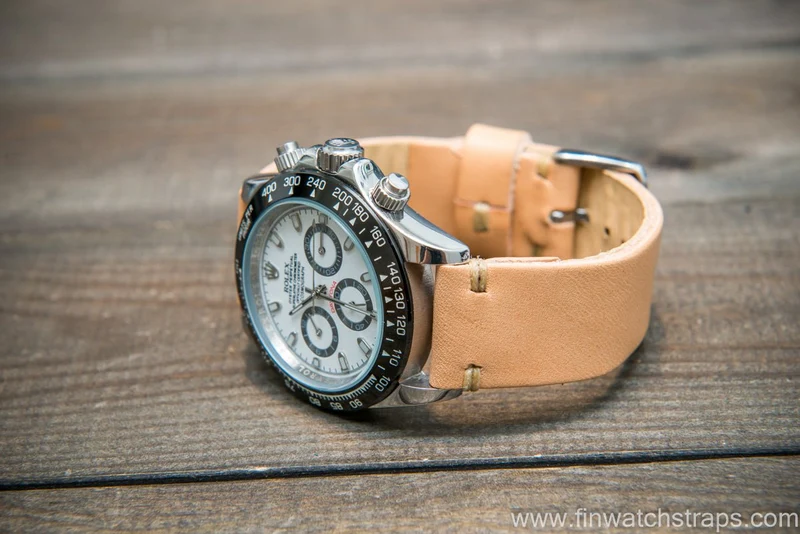 Vachetta leather watch strap. Natural color. Handmade in Finland.