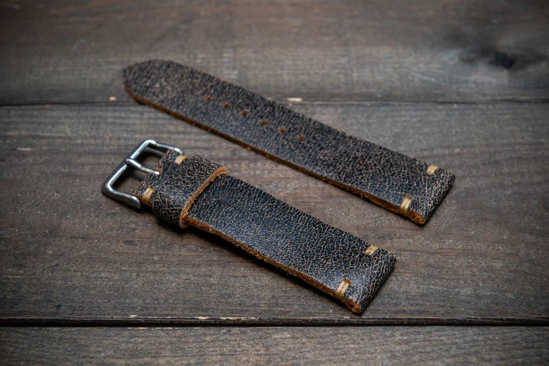Vintage cracked leather watch strap , Roadgrey 10 mm-26 mm