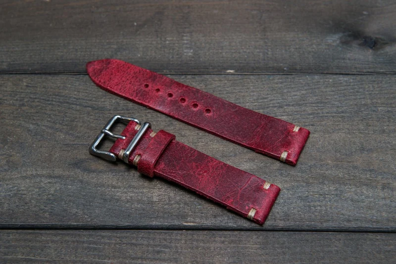 Suede vintage leather watch strap (Crazy cow), handmade in Finland - 16mm, 17 mm, 18mm, 19 mm, 20mm, 21mm, 22mm, 23 mm, 24mm, 25 mm, 26 mm.
