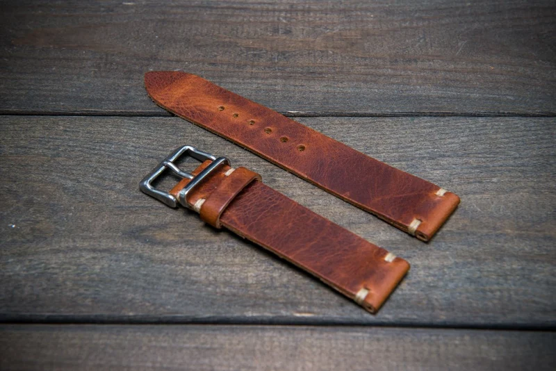 Badalassi Congac Wax leather watch strap. Hand-made to order in Finland.