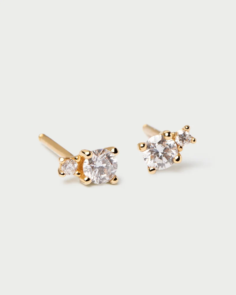 Diamonds and Gold Solitaire Duo Studs