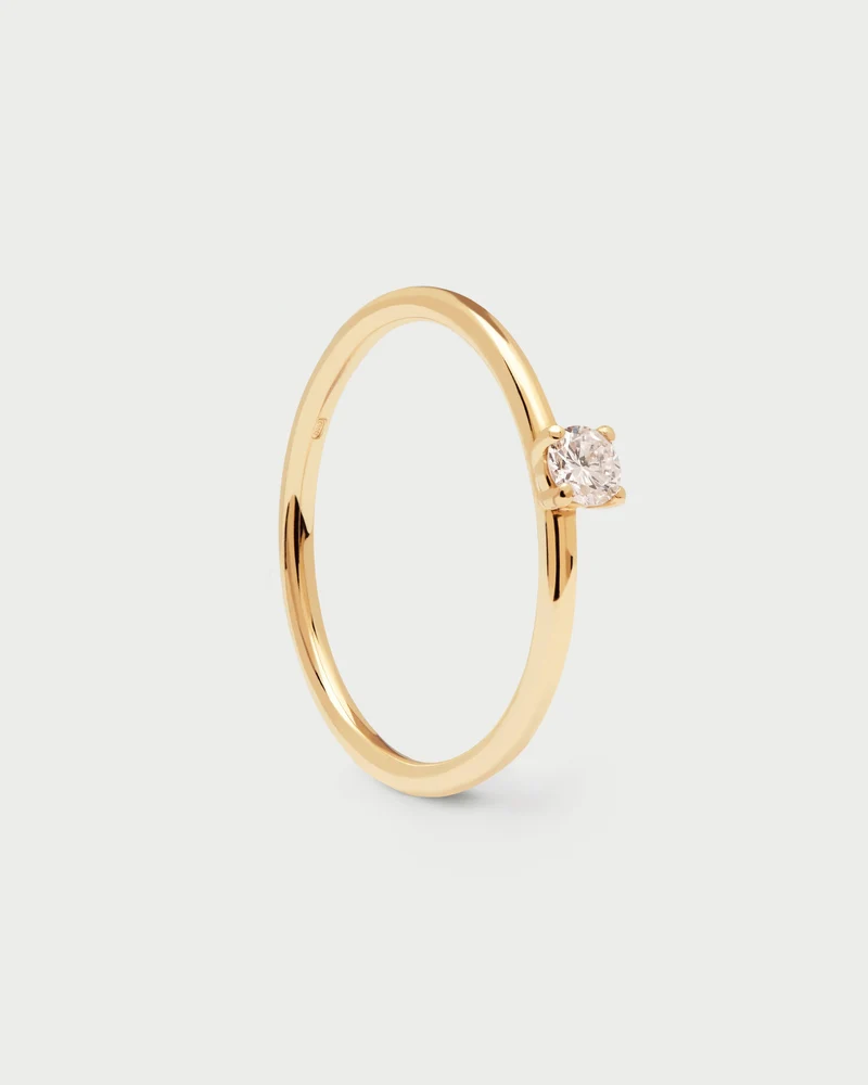 Diamonds and gold Solitaire Medium Ring