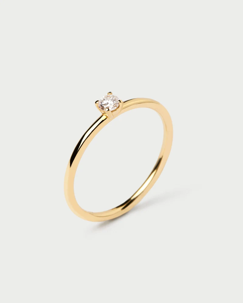 Diamonds and Gold Solitaire Mini Ring
