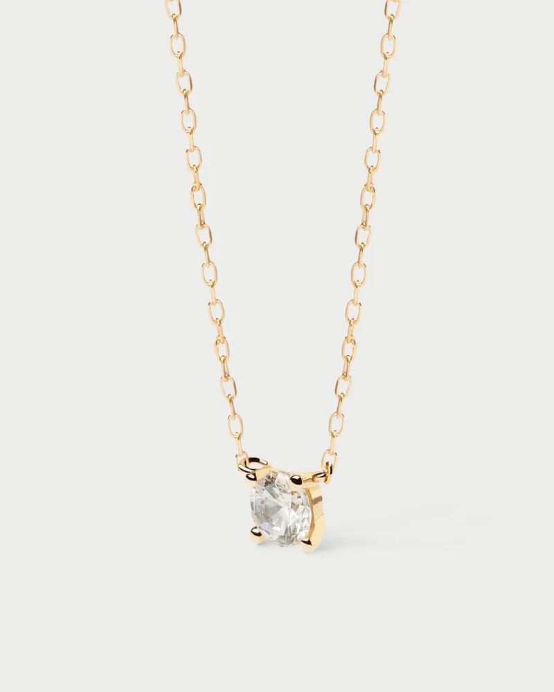 Diamonds and Gold Solitaire Medium Necklace