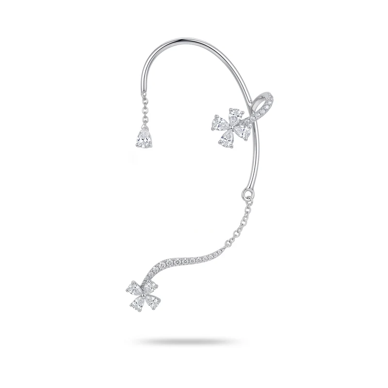 Golay orecchino ear cuff con fiori e barretta curva, sx OEC873DBSX