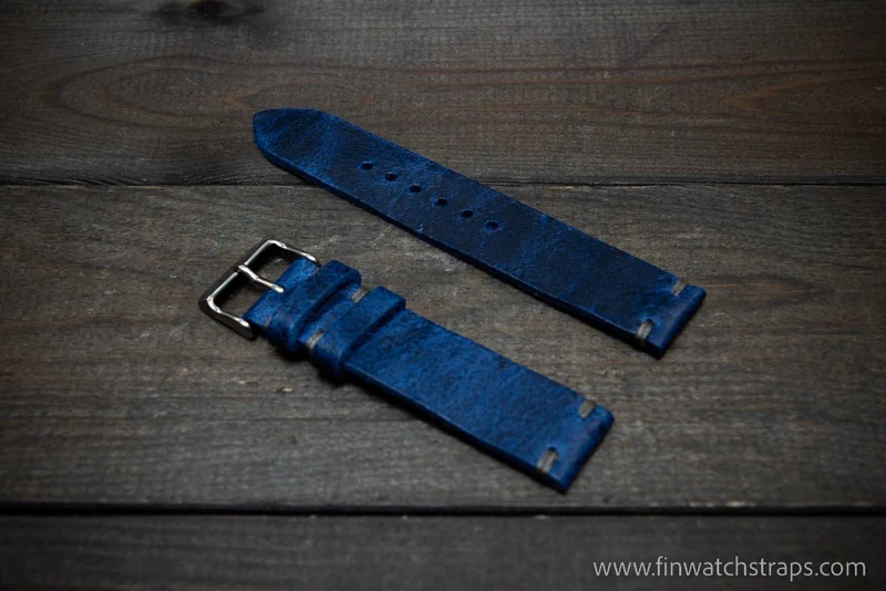 Suede vintage leather watch strap (Crazy cow), handmade in Finland