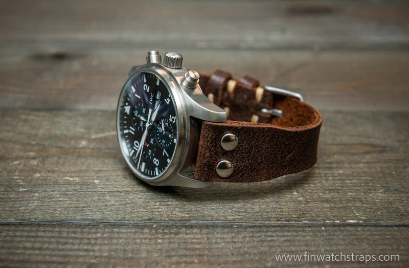 Pilot Watch Strap w/Rivets, Vintage style watch band