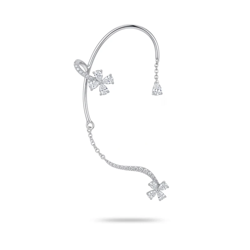 Golay orecchino ear cuff con fiori e barretta curva, dx OEC873DBDX