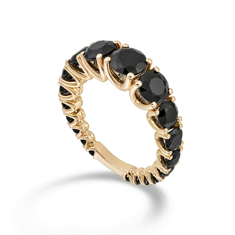 Nihama an 18kt spinello nero lab a scalare con barretta oro rosa NXDABIC1498SBKO3