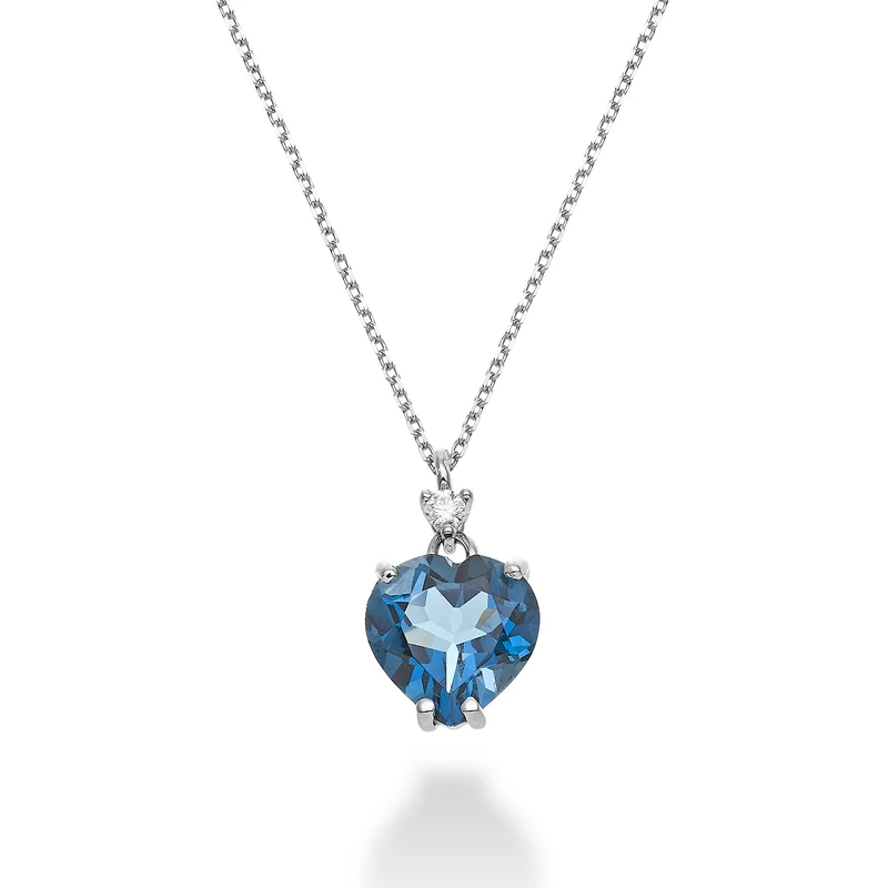 Nihama cl 18k topazio blu london cuore 8x8 ct.2,00 diam. ct.0,025 NPCL198DITPBL88O4