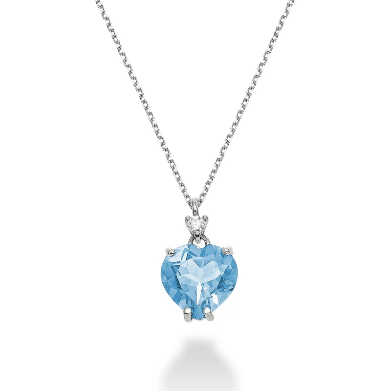 Nihama cl 18k topazio azzurro cuore 8x8 ct.2,30 diam. ct.0,025 NPCL198DITPAZ88O4
