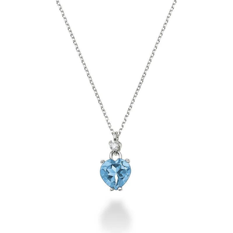 Nihama cl 18k topazio azzurro cuore 6x6 ct.1,00 diam. ct.0,02 NPCL198DITPAZ66O4
