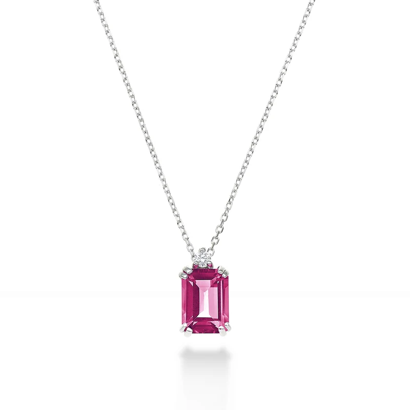 Nihama cl 18k topazio pink ottagonale 7x5 ct.1,10 diam. ct.0,025 NPCL090DITPPK2O4