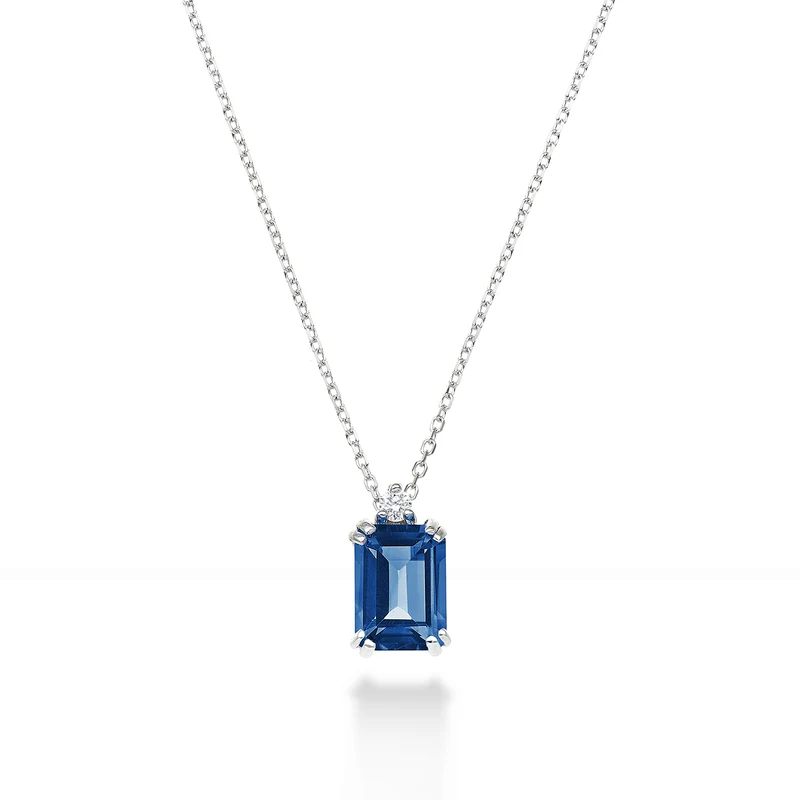 Nihama cl 18k topazio blu london ottagonale 7x5 ct.1,20 diam. ct.0,025 NPCL090DITPBL2O4