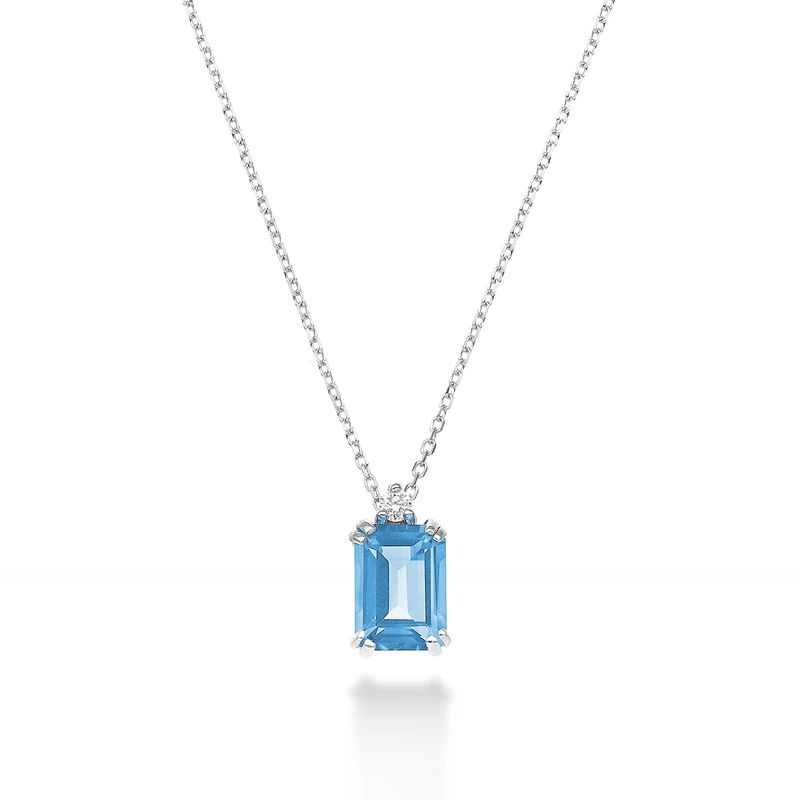 Nihama cl 18k topazio azzurro ottagonale 7x5 ct.1,20 diam. ct.0,025 NPCL090DITPAZ2O4
