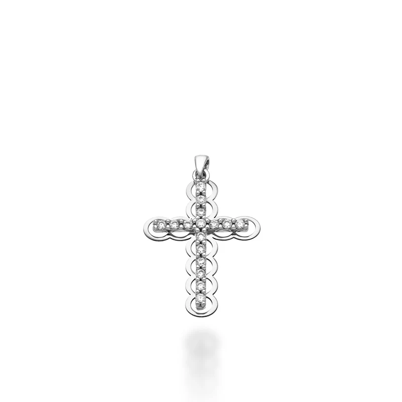 Nihama pe 18k ct.0,15 croce oro bianco cm.1,8 NP5021O4BR015