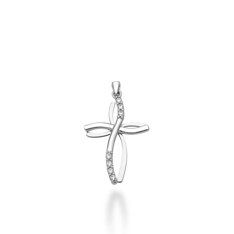 Nihama pe 18k ct.0,07 croce oro bianco cm.1,8 NP5017O4BR007
