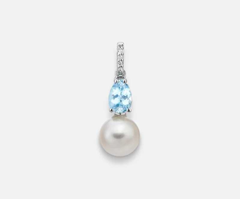 Nihama pe 18k fw 7,5/8 acquamarina goccia 6x4 ct.0,30 dia ct.0,015 NP0393O4FABI075-AM