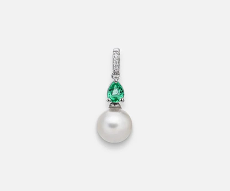 Nihama pe 18k fw 6,5/7 smeraldo goccia4x3 ct.0,18 dia ct.0,01 NP0389O4FABI065