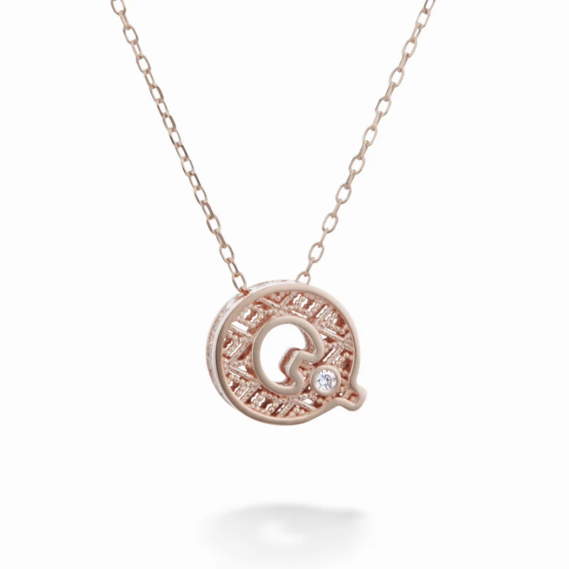 Nihama cl 18k lettera q oro rosè diam. ct.0,01 NDLETQO3