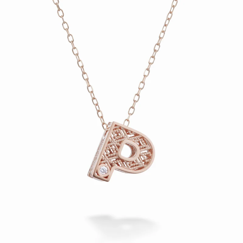 Nihama cl 18k lettera p oro rosè diam. ct.0,01 NDLETPO3