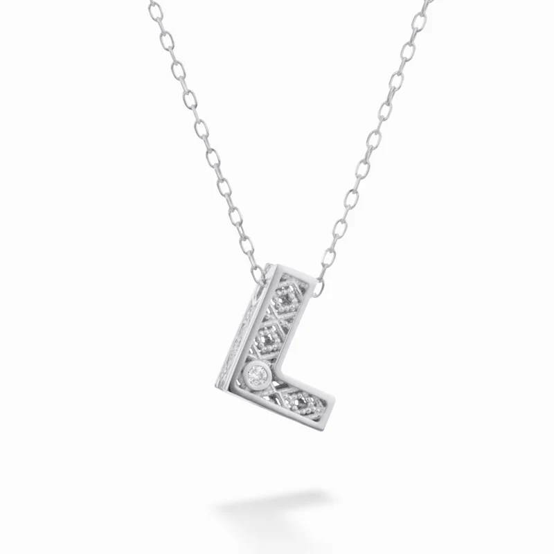 Nihama cl 18k lettera l oro bianco diam. ct.0,01 NDLETLO4