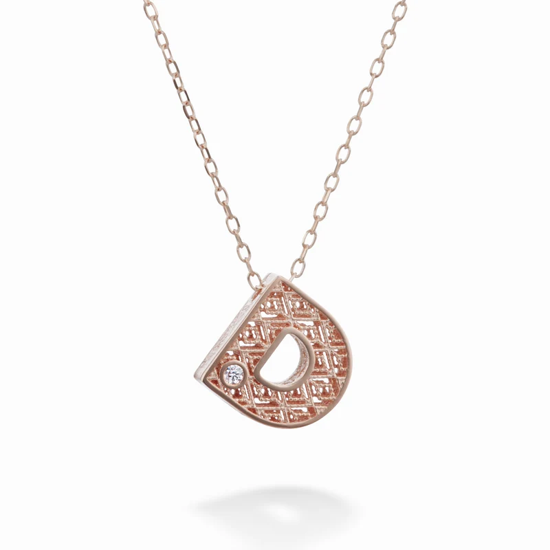 Nihama cl 18k lettera d oro rosè diam. ct.0,01 NDLETDO3