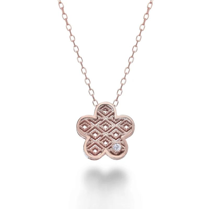 Nihama cl 18k fiore oro rosè diam. ct.0,01 NDFIOREO3