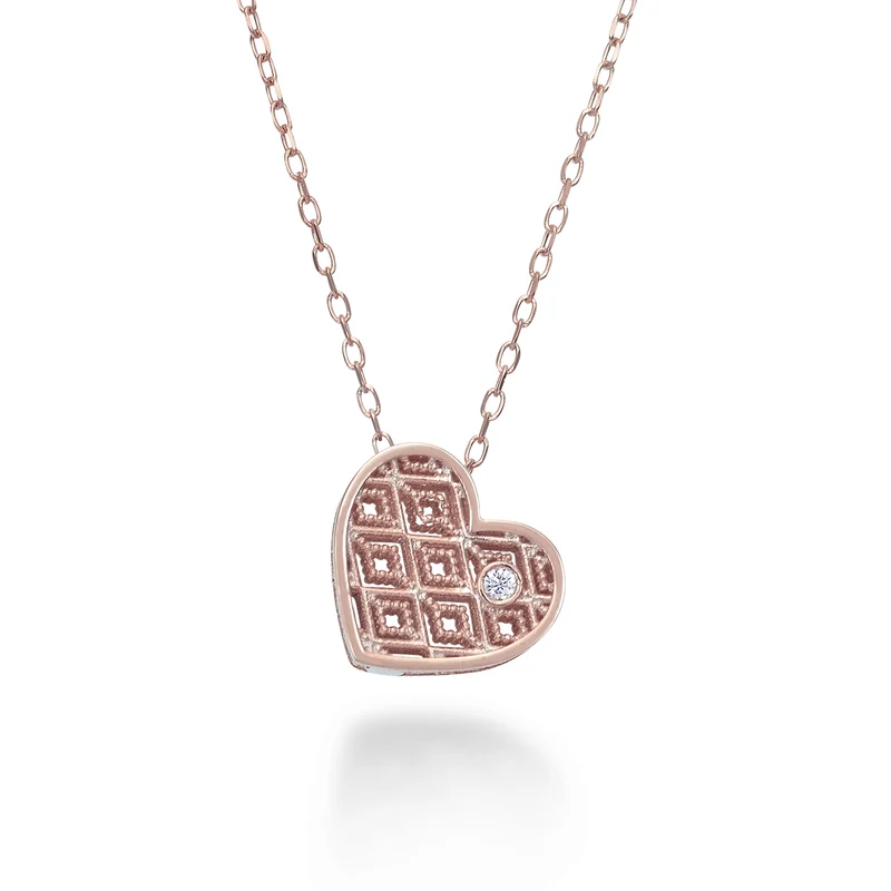 Nihama cl 18k cuore oro rosè diam. ct.0,01 NDCUOREO3