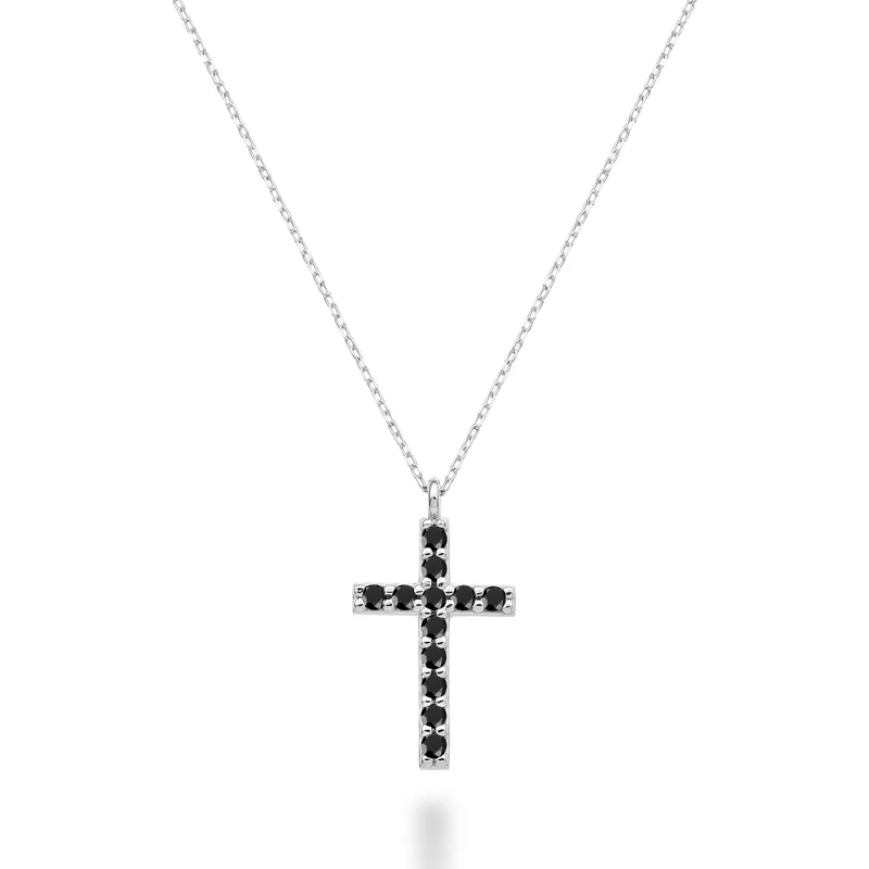 Nihama cl 18k croce misura 4 oro bianco con spinello nero ct.0,22 NDCRO4O4SBK
