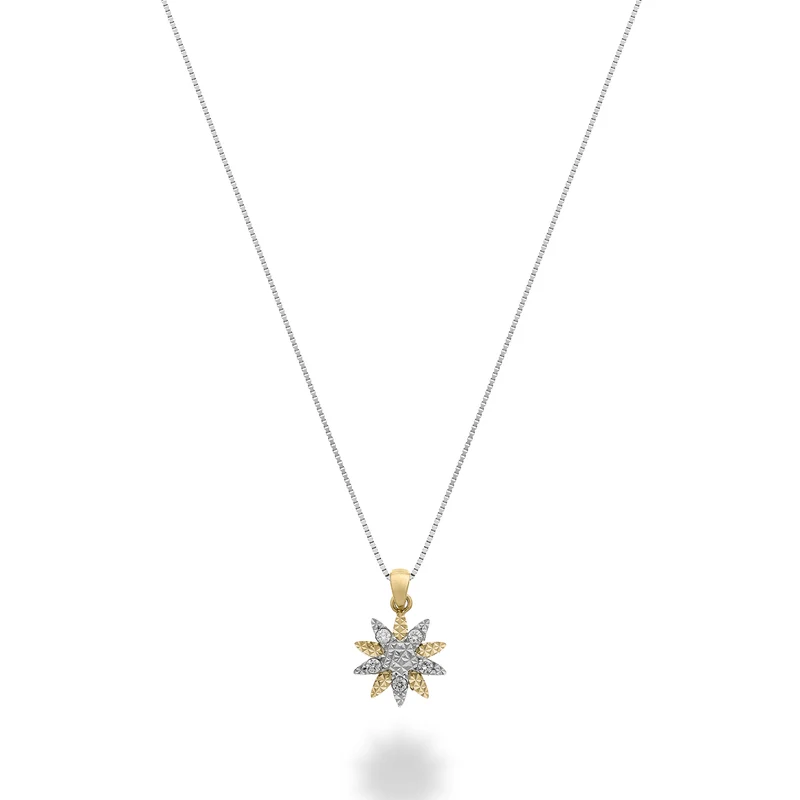 Nihama cl 18k fantasia a fiore con diamantini, elementi in oro giallo e oro bianco ND5200O7BR003