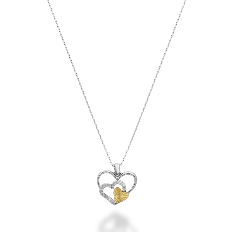 Nihama cl 18k fantasia con cuori e diamantini in oro bianco, con elemento cuore in oro giallo ND5199O7BR006
