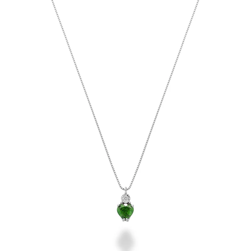 Nihama cl 18k smeraldo cuore 4x4 con diamantino ND5196O4BE