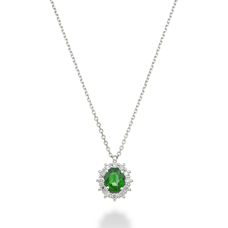 Nihama cl 18k smeraldo n. ovale 5x4 ct.0,30 diam. ct.0,10 ND5126O4SMN