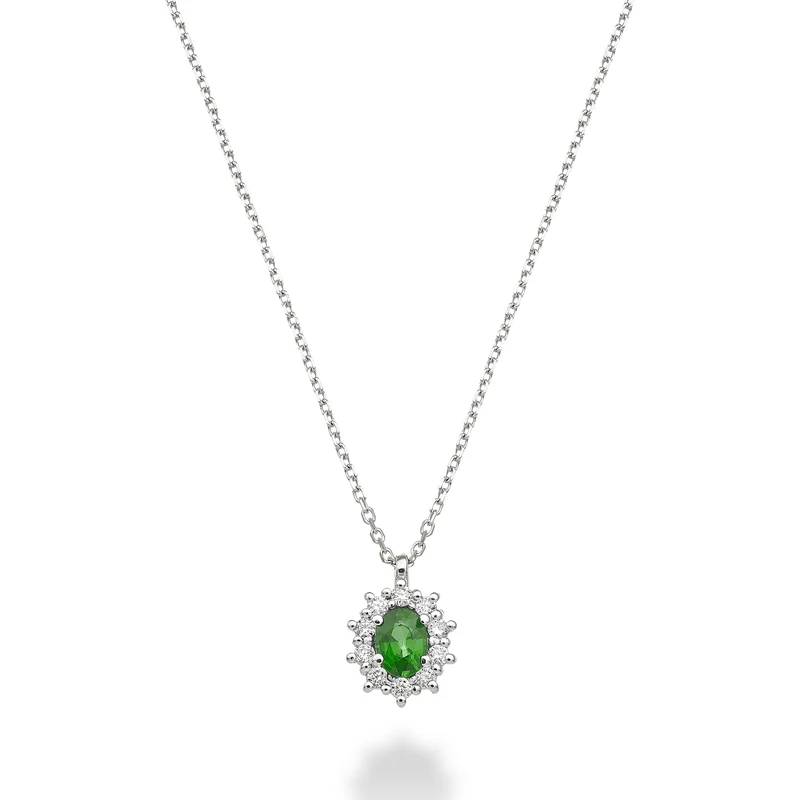 Nihama cl 18k smeraldo ovale 4x3 ct.0,15 diam. ct.0,08 ND5125O4BE