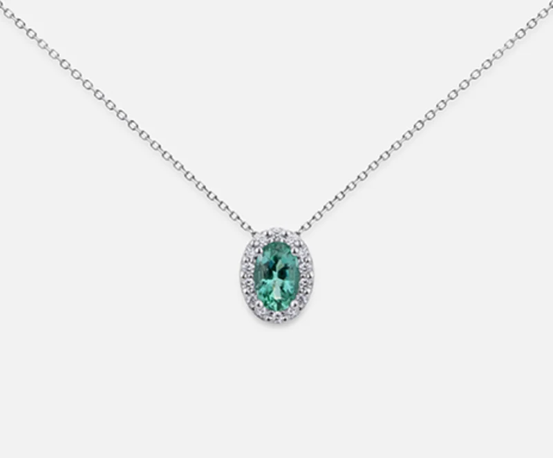 Nihama cl 18k smeraldo n. ovale 6x4 ct.0,46 dia ct.0,09 ND5059O4SMN046
