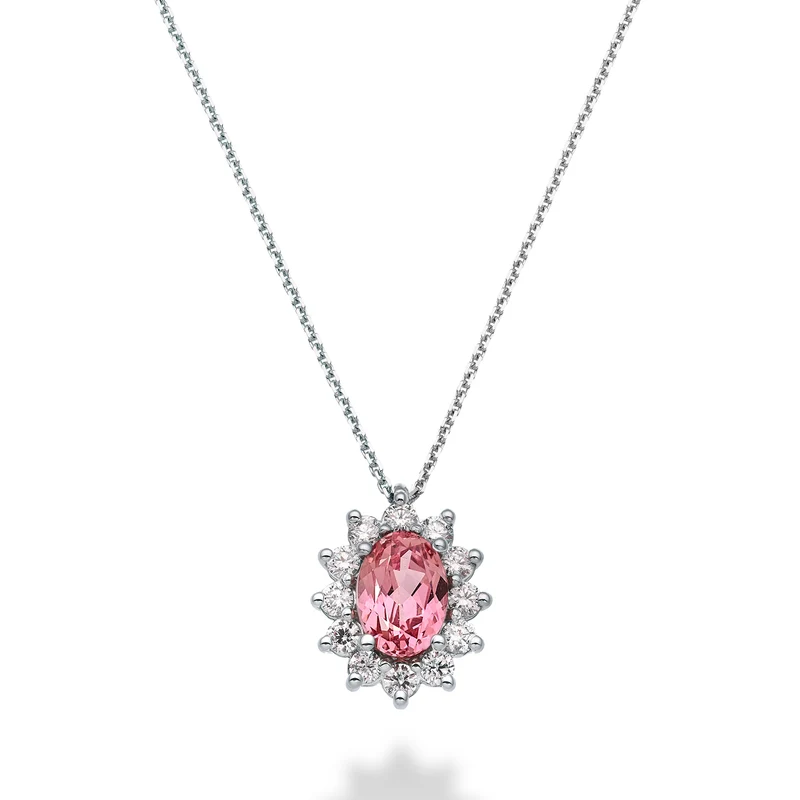 Nihama cl 18k zaffiro rosa ovale 7x5 ct.0,80 diam. ct.0,30 ND5048O4ZFRP