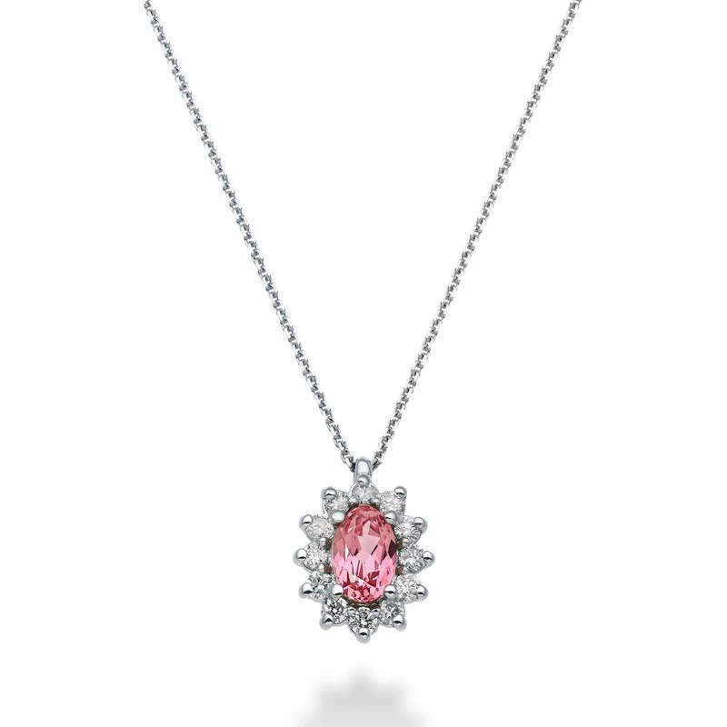 Nihama cl 18k zaffiro rosa ovale 6x4 ct.0,60 diam. ct.0,23 ND5047O4ZFRP