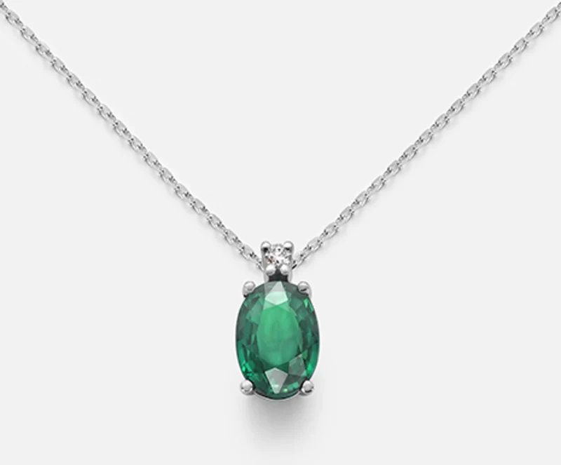 Nihama cl 9k smeraldo ovale 7x5 ct.0,60 diam. ct.0,015 ND5035R4BE