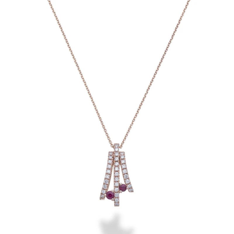 Golay collana diamanti tre file con due rubini tangenti GMF779DRUR-25335110175