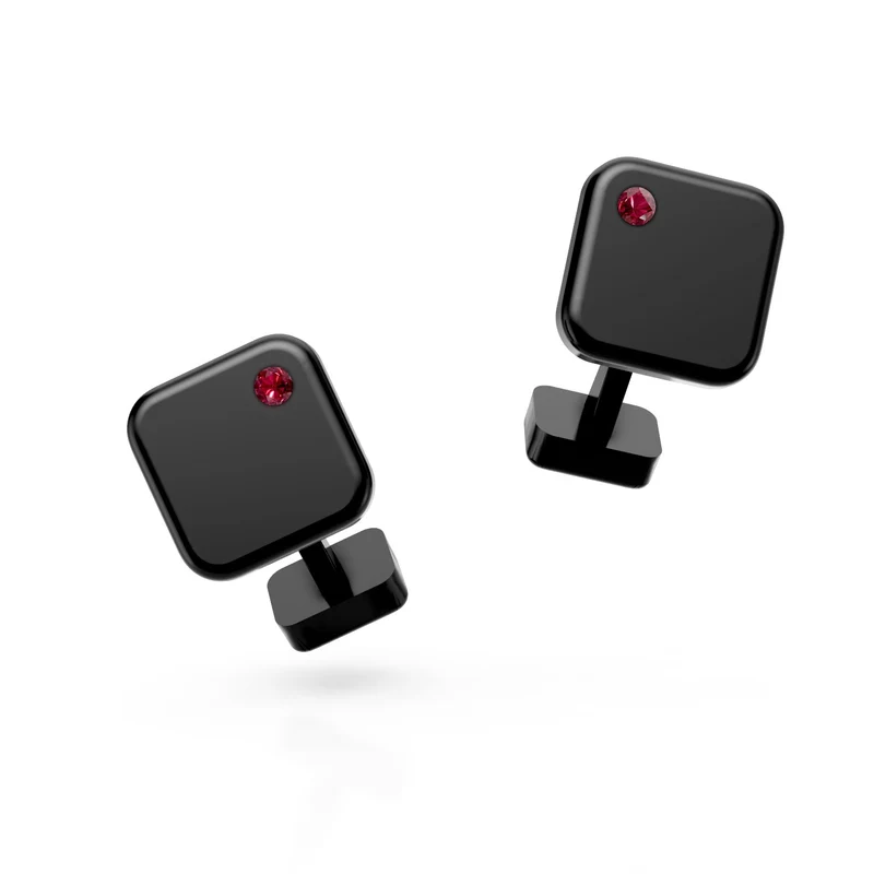 World Diamond Group gemelli in titanio nero con rubino incassato GGEM001RUNE