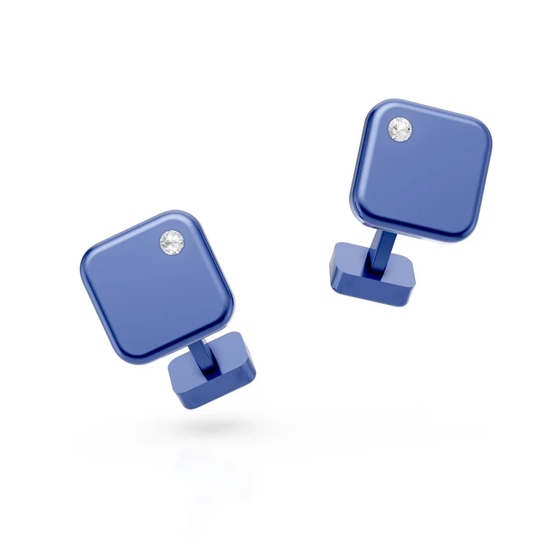 World Diamond Group gemelli in titanio blu con diamante incassato GGEM001DIBL