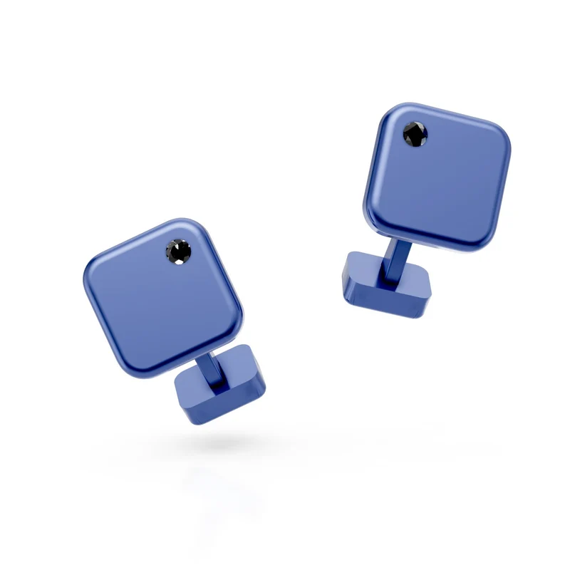 World Diamond Group gemelli in titanio blu con diamante black incassato GGEM001BKBL