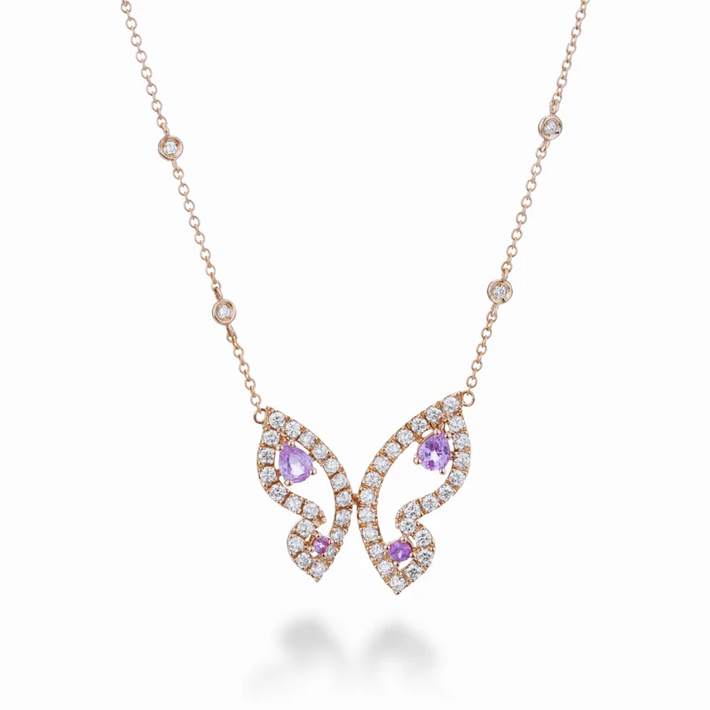 Golay girocollo mariposa piccolo con zaffiri pink e diam GFFA009DZP-23059110033
